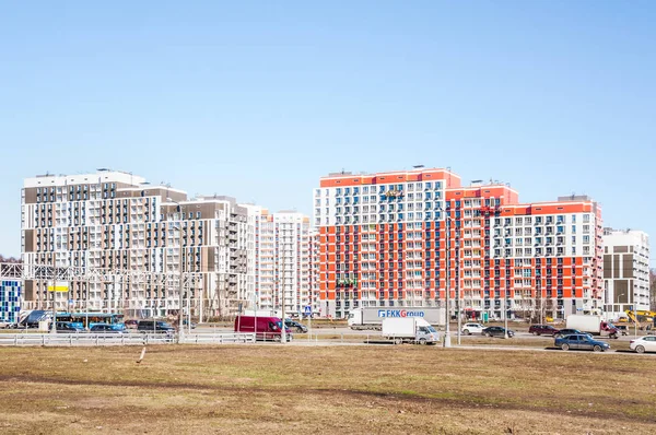 Moscow Abril 2019 Novo Bloco Pré Fabricado Bonito Apartamentos Complexo — Fotografia de Stock