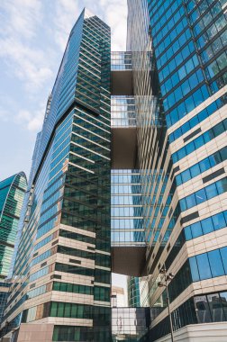 Moskova - 11 Nisan 2019: Moskova Uluslararası İş Merkezi Moskva-City (Mibc). Karmaşık Iq-quarter ofis kulesi