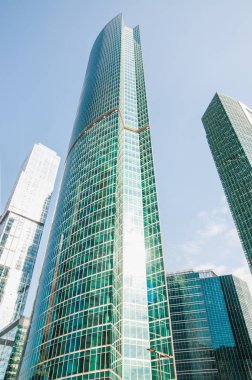 Moskova - 11 Nisan 2019: Moskova Uluslararası İş Merkezi Moskva-City (Mibc). Set Üzerinde Kule (Naberezhnaya Kulesi)