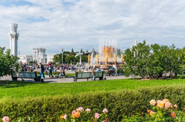 Moskova, Rusya - 14 Temmuz 2019: Vdnh (Enea). Çeşme 