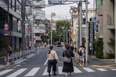 Tokyo, Japonya, 4 Kasım 2023: Şehir Caddesini Geçen Yayalar