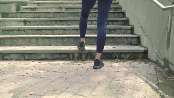 Здоровий Красиві Молоді Азіатські Бігун Жінка Спортивний Одяг Запуск Біг — стокове відео