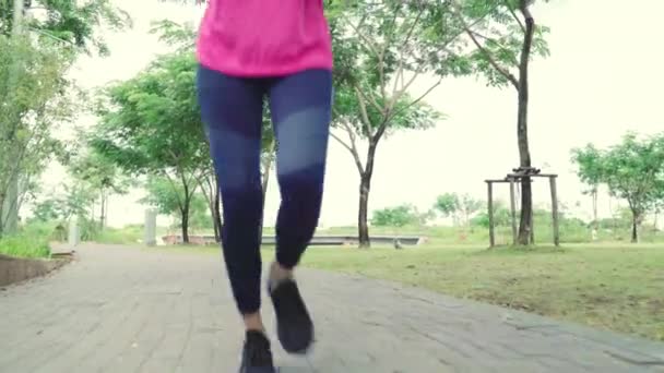 Friska Vackra Unga Asiatiska Löpare Kvinna Sportkläder Löpning Och Jogging — Stockvideo