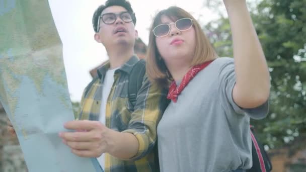 Seyahat Asya Çift Yön Konumu Harita Üzerinde Ayutthaya Tayland Tatil — Stok video