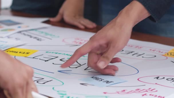 Jovens Empresários Asiáticos Felizes Mulheres Negócios Encontrando Ideias Brainstorming Sobre — Vídeo de Stock