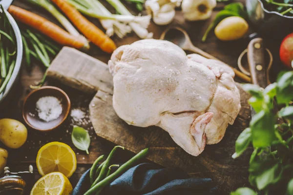 Kyckling Och Grönsaker Jul Eller Thanksgiving Dagen Middag — Stockfoto
