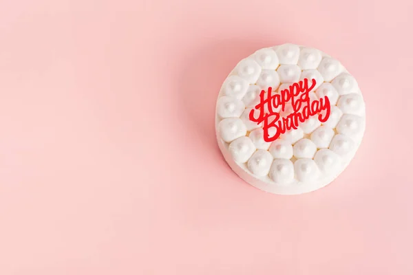 Happy Colorful Birthday Cake Pink Background — Stok Foto