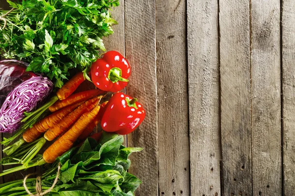 Tasty Fresh Vegetables Wooden Table — Stock Photo, Image