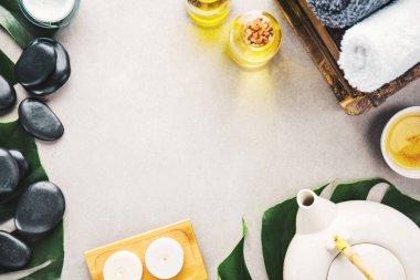 gri arka plan üzerinde Spa aksesuarları