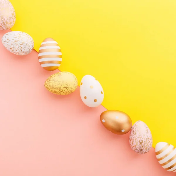 Easter Flat Lay of Eggs on turquoise — Stock Photo, Image