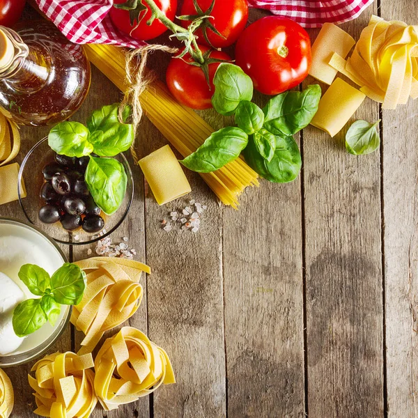 Tasty Colorful Fresh Italian Food Concept with Various Pasta Spa — Stock Photo, Image