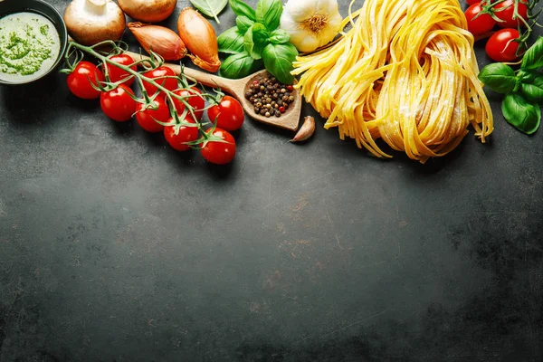 Italian food background on dark