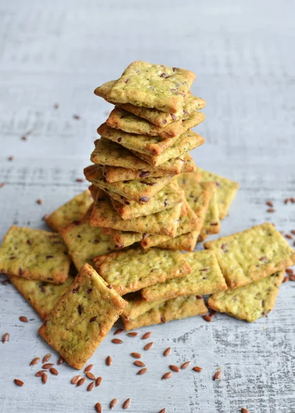 Italian bread snack pile with flax seeds and spices — Stock Image Italian bread snack pile with flax seeds and spices Royalty Free Stock Images