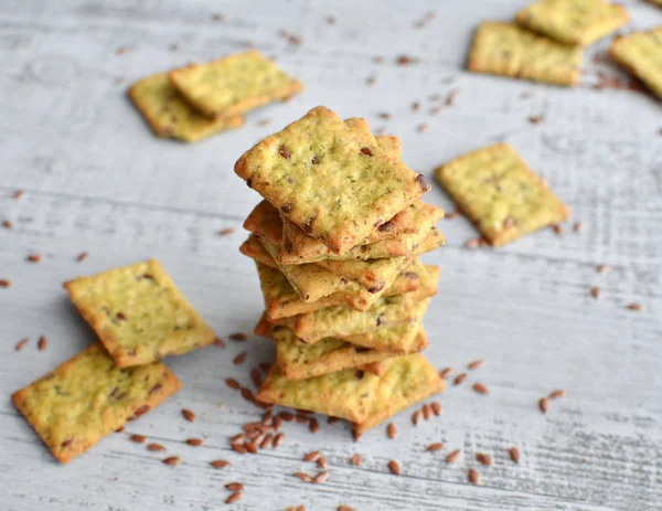 Italian bread snack pile with flax seeds and spices — Stock Image Italian bread snack pile with flax seeds and spices Stock Picture