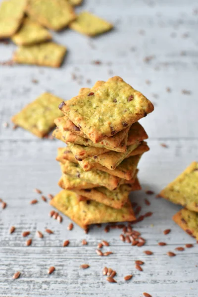 Italian bread snack pile with flax seeds — Stock Image Italian bread snack pile with flax seeds Royalty Free Stock Photos