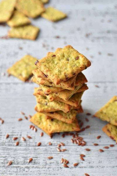 Italian bread snack pile with flax seeds — Stock Image Italian bread snack pile with flax seeds Royalty Free Stock Photos
