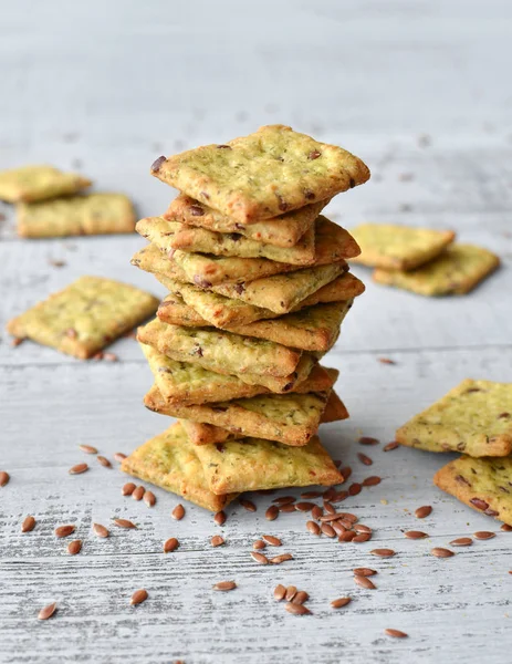 Italian bread snack pile with flax seeds and spices — Stock Image Italian bread snack pile with flax seeds and spices Stock Picture