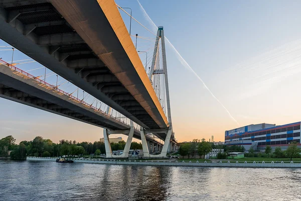 Néva Folyó Petersburg Naplementében Hídja — Stock Fotó