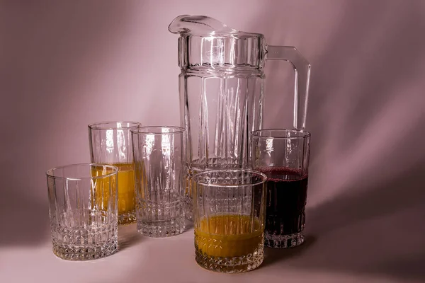 Set Vetreria Trasparente Brocca Bicchieri — Foto Stock