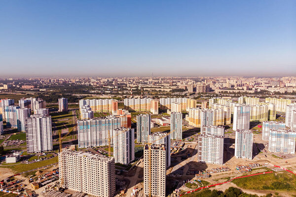 New residential area on the outskirts of St. Petersburg. Panorama from the high.