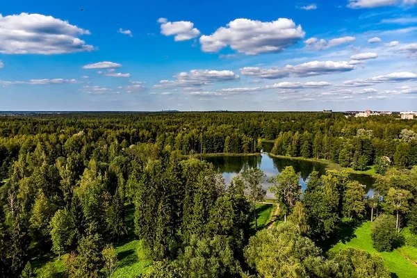 Palastpark Gatchina Leningrader Gebiet Russland Schöne Sommerlandschaft Luftaufnahme — Stockfoto
