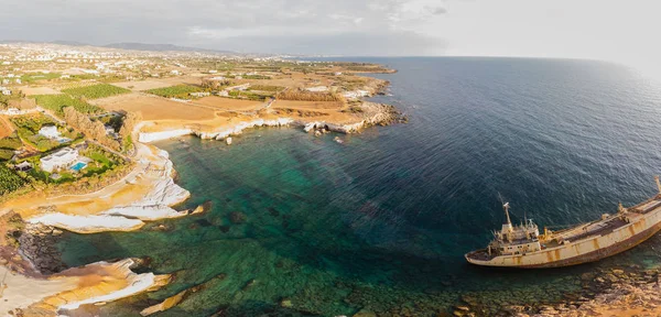 Pegea Paphos Kıbrıs Taki Terk Edilmiş Edro Iii Gemisinin Hava — Stok fotoğraf