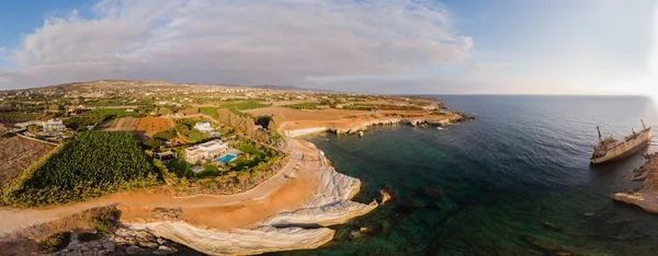 Pegea Paphos Kıbrıs Taki Terk Edilmiş Edro Iii Gemisinin Hava — Stok fotoğraf