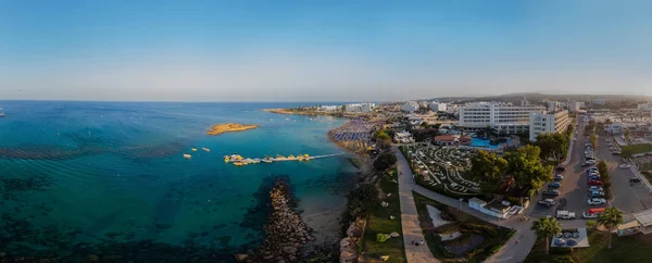 Panorama Pobřeží Pláže Středozemního Moře Kypr Ayia Napa Protaras 2019 — Stock fotografie