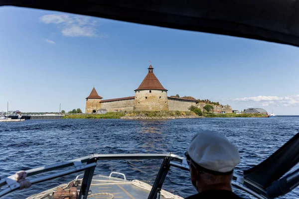 The Oreshek Fortress In Saint Petersburg. Russia. The Castle Nut. Leningrad region. City of Shlisselburg. Neva. An ancient fortress on the island. Summer panorama of the Oreshek fortress. travel to Russia.