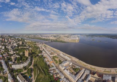 Nizhny Novgorod manzaralı bir panorama. Bir kuadrokopterden görülebiliyor..