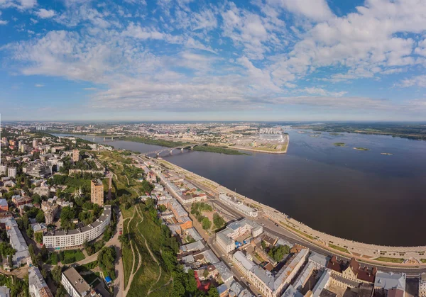 Панорама Видом Місто Нижній Новгород Висоти Аеробачення Квадрокоптера — стокове фото