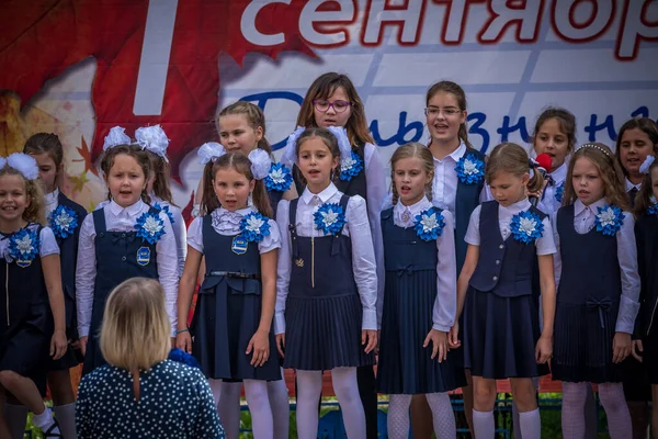 Saint Pétersbourg Russie Septembre 2019 École 619 Kalininsky District Rassemblement — Photo