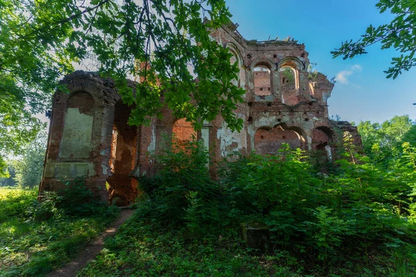 An old ruined Church in the Leningrad region, Russia. Ruins of an ancient temple.