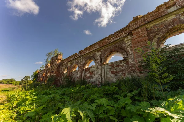 An old ruined Church in the Leningrad region, Russia. Ruins of an ancient temple.
