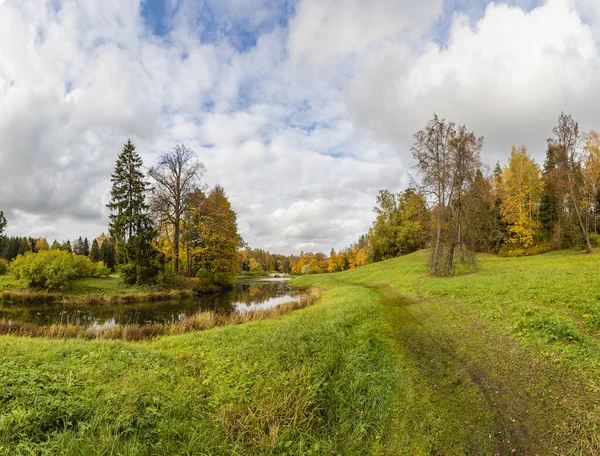 Magnificent Bright Autumn Landscape Recreation Park Pavlovsk Leningrad Region Russia — Stock Photo, Image