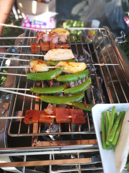 Repas Légumes Bbq Grillé Avec Poivre Sichuan Ont Été Célèbre — Photo