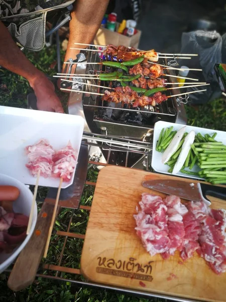 Yemekler Sebzeler Barbekü Xishuangbanna Ünlü Sokak Gıda Tayland Norths Ünlü — Stok fotoğraf