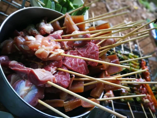 Måltider Och Grönsaker Bbq Grillad Med Sichuanpeppar Var Ökänt Kryddningen — Stockfoto