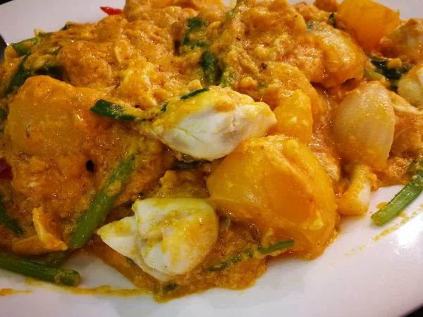 Granchio Fritto Curry Giallo Granchio Fritto Curry Polvere — Foto Stock