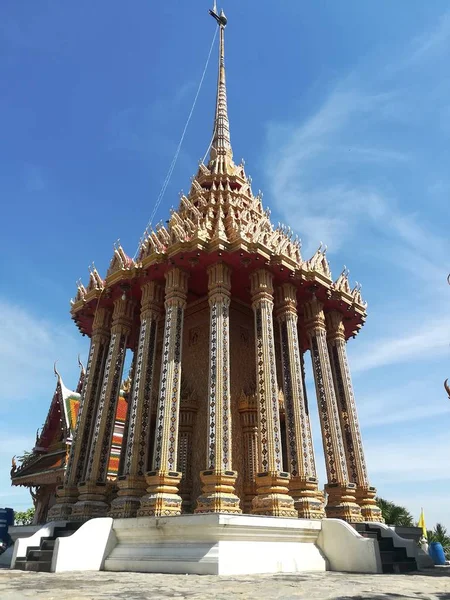 Λατρεία Βουδιστικό Άγαλμα Περίπτερο Στο Ναό Στην Ταϊλάνδη Και Ιστορικά — Φωτογραφία Αρχείου