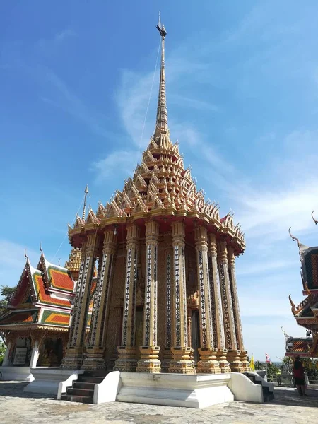 Dyrka Buddhistisk Paviljong Staty Templet Thailand Och Historiska Sevärdheter — Stockfoto