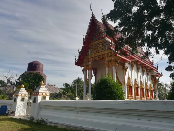 Uctívání Buddhistický Pavilon Socha Chrámu Thajsku Historické Zajímavosti — Stock fotografie