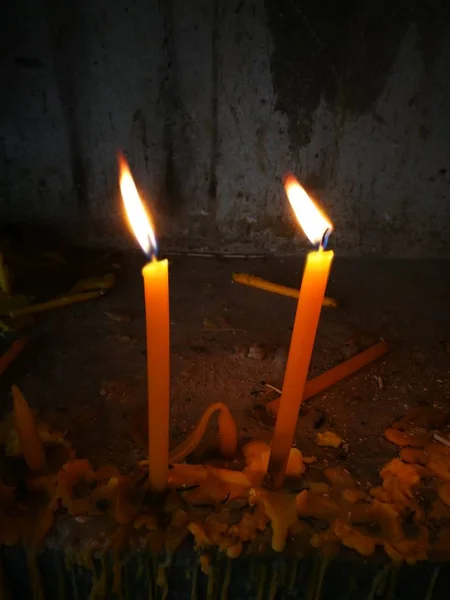 Incenso Velas Para Estátua Buda Para Rezar Deuses Tailândia Templos — Fotografia de Stock