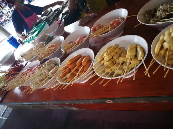 Papaia Picante Salada Milho Com Caranguejo Preto Tailândia Chamado Caranguejo — Fotografia de Stock