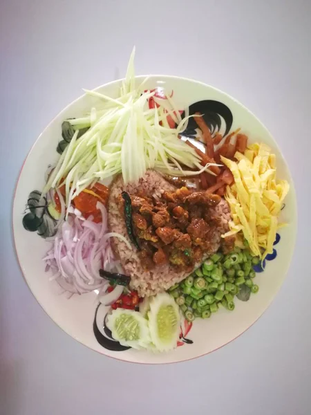 Рис Креветками Паста Рецепт Thaifood — стокове фото