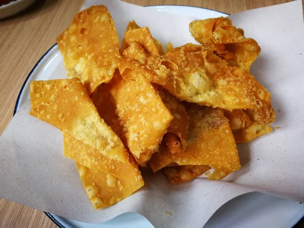 Deep Fried Pork Wonton Snack Tailandia Comida Callejera — Foto de Stock