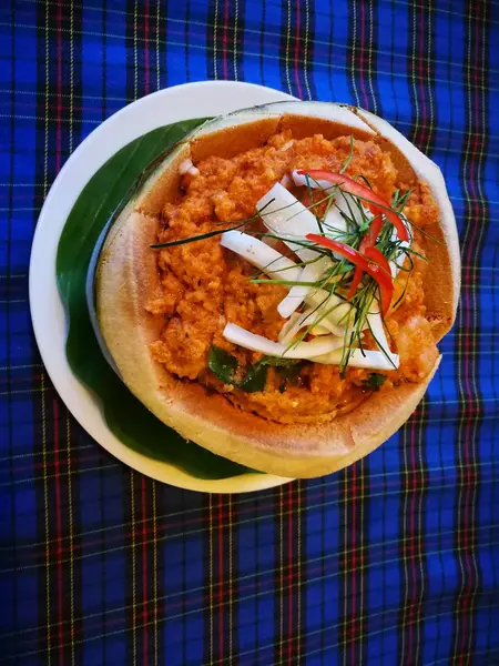 Пару Каррі Рибу Креветками Кальмарами Коко Була Продовольства Таїланді Меню — стокове фото
