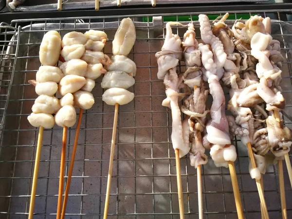 Смажені Кальмари Сушені Магазин Області Навантажувачі Їжу Таїланді — стокове фото