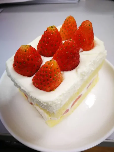 Aardbeien Muis Taart Zoet Zelfgemaakte Taart Van Thailand Dessert — Stockfoto