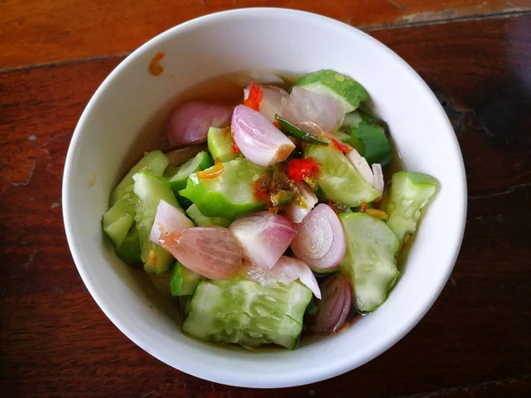 Frittierter Fisch Pastete Mit Thailändischen Gurken Genießen Berühmt Für Thailändisches — Stockfoto